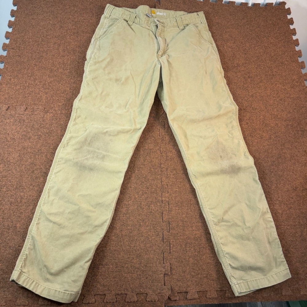 Carhartt Relaxed Fit Work Pants Mens 34x34 Tan Khaki Canvas Utility 102291-253